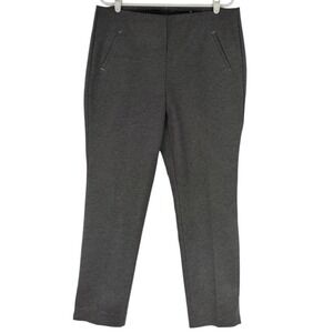 Chicos Women's Pull-on Elastic Waist Faux Pockets Pin Print Black/Gray Pants 14R